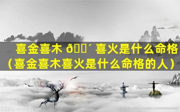 喜金喜木 🐴 喜火是什么命格（喜金喜木喜火是什么命格的人）